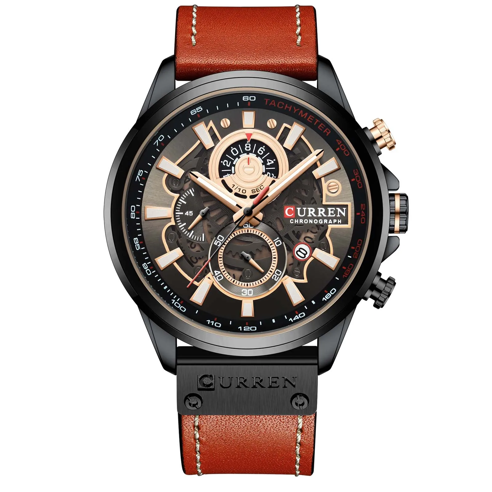 

CURREN 8380 Factory Luxury Man Watch Leather Wrist Men Chronograph Watches Business Watches 45 mm Reloj Hombres