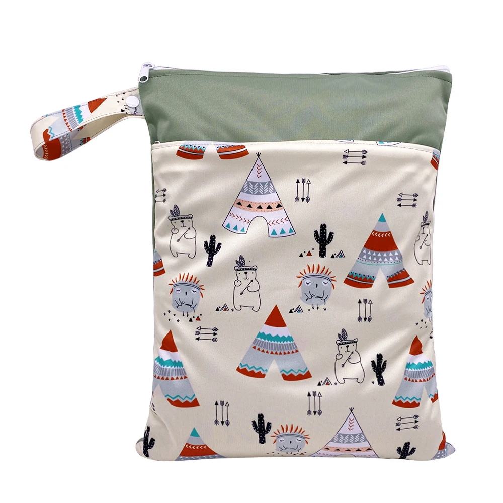 

Goodbum Washable Wet Bag Waterproof Double Pockets 30*40 Size Bag For Wet Cloth Diaper Bag, Customized colors