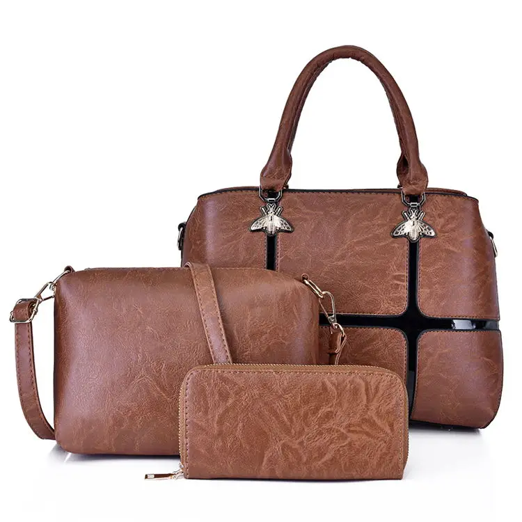 

3 Pcs Set With In Turkey Of Designer Fashion Cheap PU Leathter Tas Fashion Wanita Women Handbag Clutch Purse Set