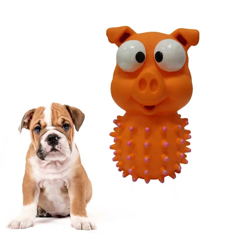 

2021 New Convex Very Large Bulging Eyed Pig Eco Friendly Material Unique Styling Squeaky Safe Chewing Bite Resistant Pet Toy, Red