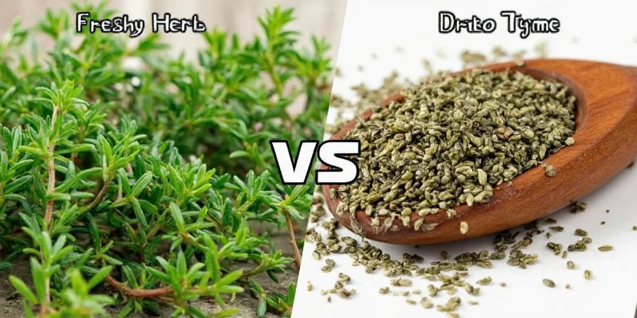 Dried thyme stored in a glass spice jar