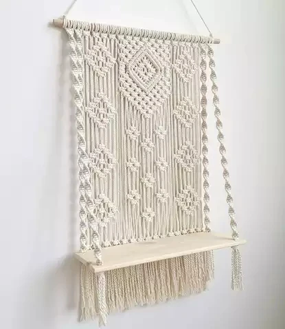 

Macrame Woven Tapestry Wall Hanging Shelf Hanging Planter Basket Wall Handmade Plant Hanger Pot Party Wedding Home Decoration