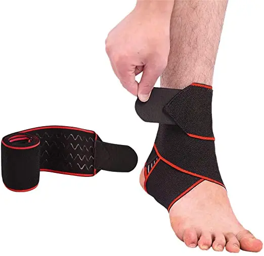 

Adjustable Ankle Support Sleeve with Compression Ankle Wrap, Red blue