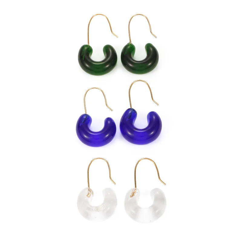 

2022 new design women jewelry u-shaped earrings glass crystal earrings