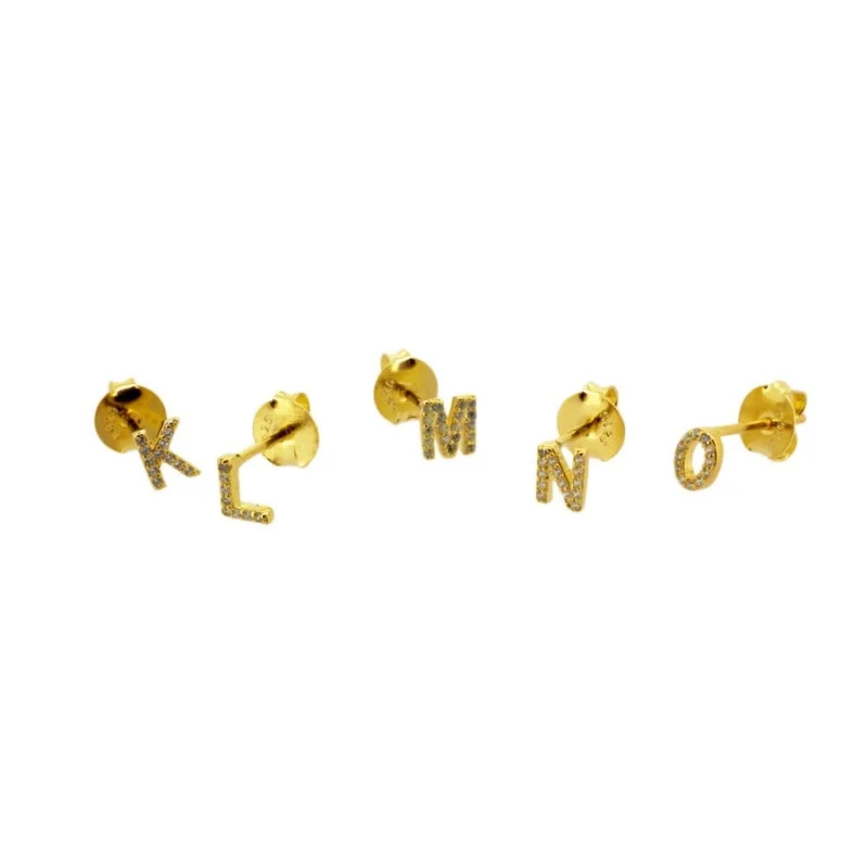 

Hot selling S925 sterling silver geometric English letters diamond earrings for ladies