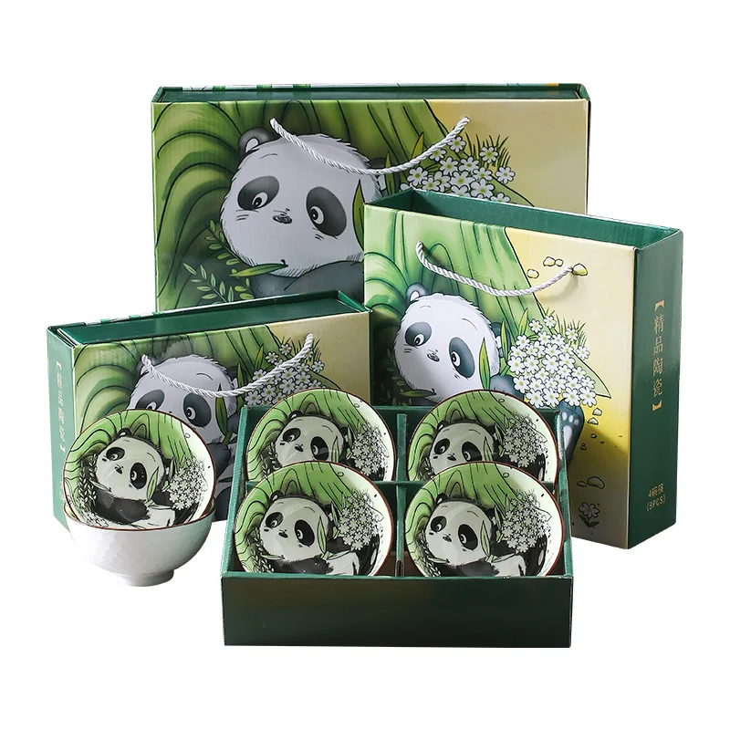 

HY Panda ceramic tableware and chopsticks set business gift and hand gift tableware gift box