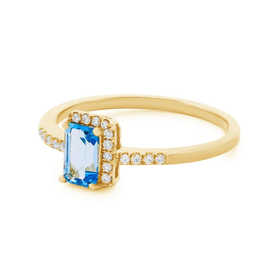 

wholesale 925 sterling silver nice women ring 14k gold plated blue topaz amalfi diamond bound ring