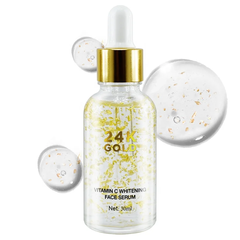 

OEM Private Label 24k Gold Vit C Face Serum Collagen Essential Toner Whitening Anti Aging Organic Vitamin C Facial Serum, Golden