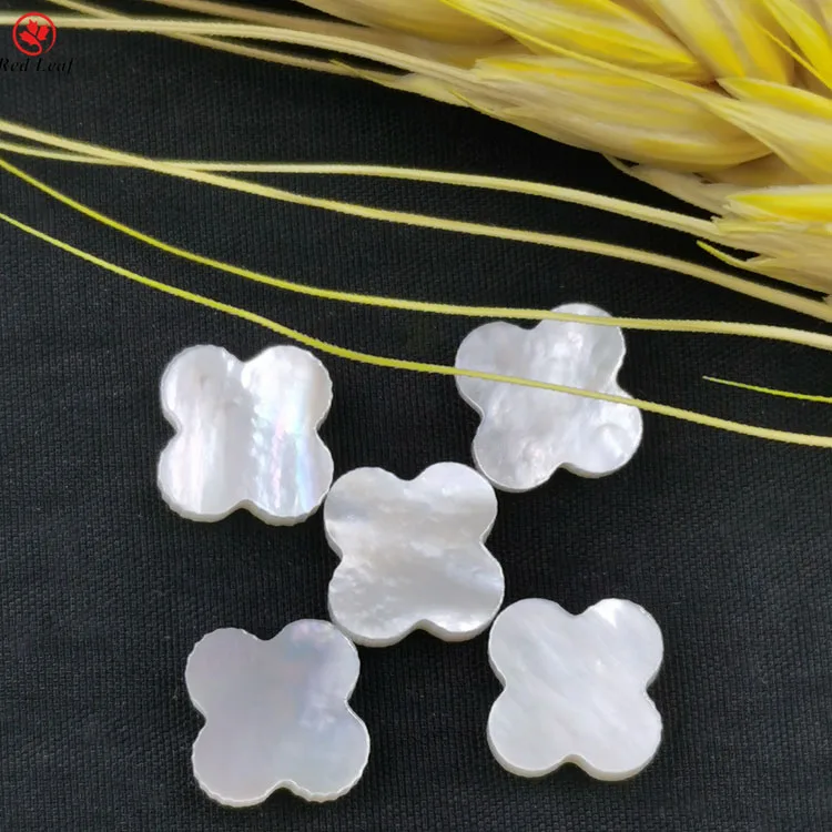 

Redleaf Jewelry Natural Loose Gemstone Four Leaf Clover Shape White shell