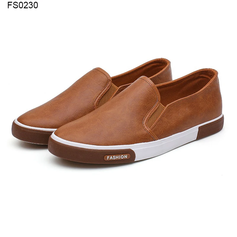 

Men Casual Leather Shoes Slip On Fashion Driving Shoes Male, Black,white,orange