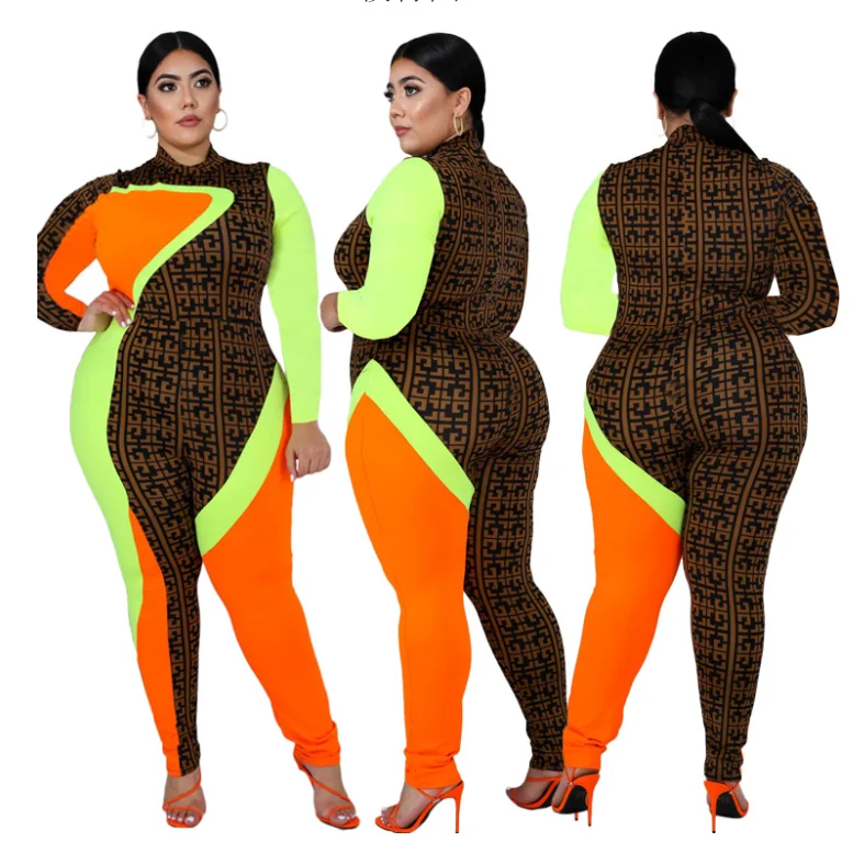 

Women's Casual Outfits Long Sleeve Printed Bodycone Set Sportswear Plus Size Women Wear, Mixed