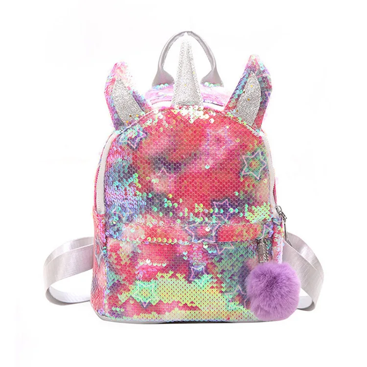 

2020 New fashion hot selling sequin cute sweet girl school leather backpack