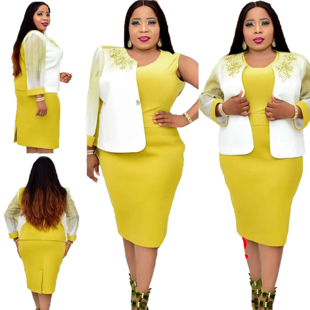 

10410-SW37 OL style jacket plus dress 2 piece casual set women clothing sehe fashion, 3 colors