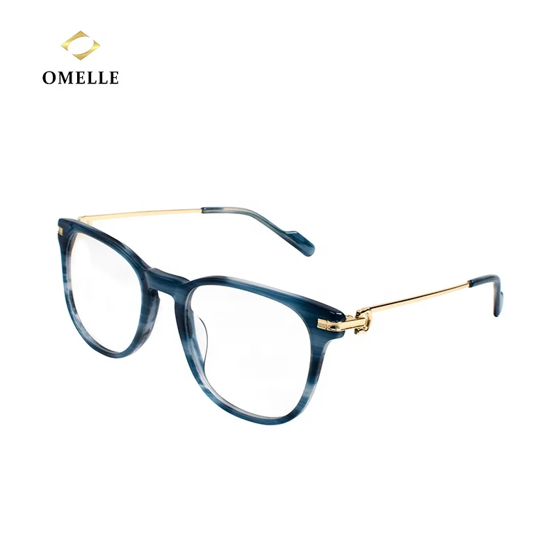 

OMELLE Handmade Trendy Acetate With Metal Frame Stylish Brand Eye Glasses Optical, As picture show