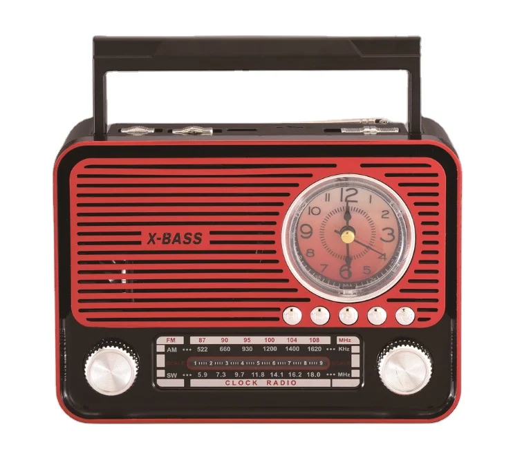 

2021 portable retro AM FM SW 3 band alarm clock radio with blueteeth speaker TF SD card USB music player