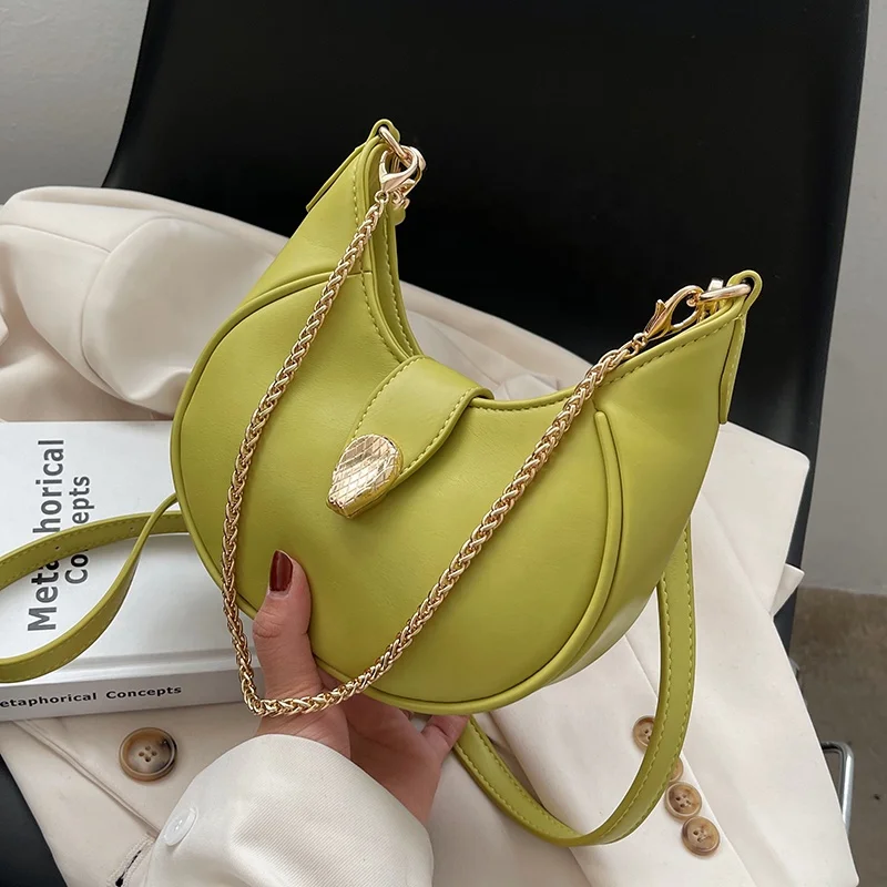 

New Summer Half moon PU Leather Drop Shipping Bag Cross Chain Small Jelly Shoulder Tote Bags for Women 2022 Mini Handbags