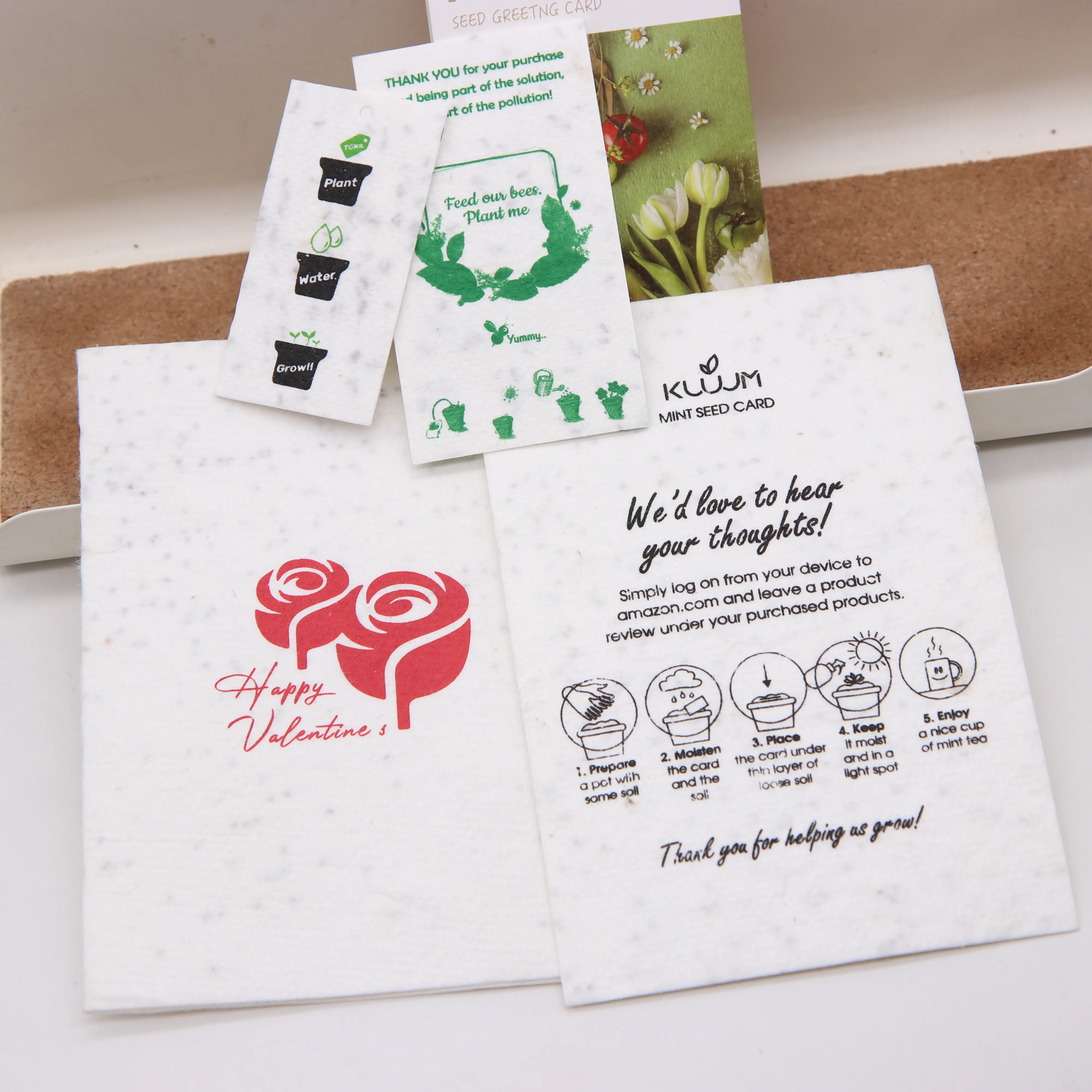 
plantable seed paper card with customer logo 