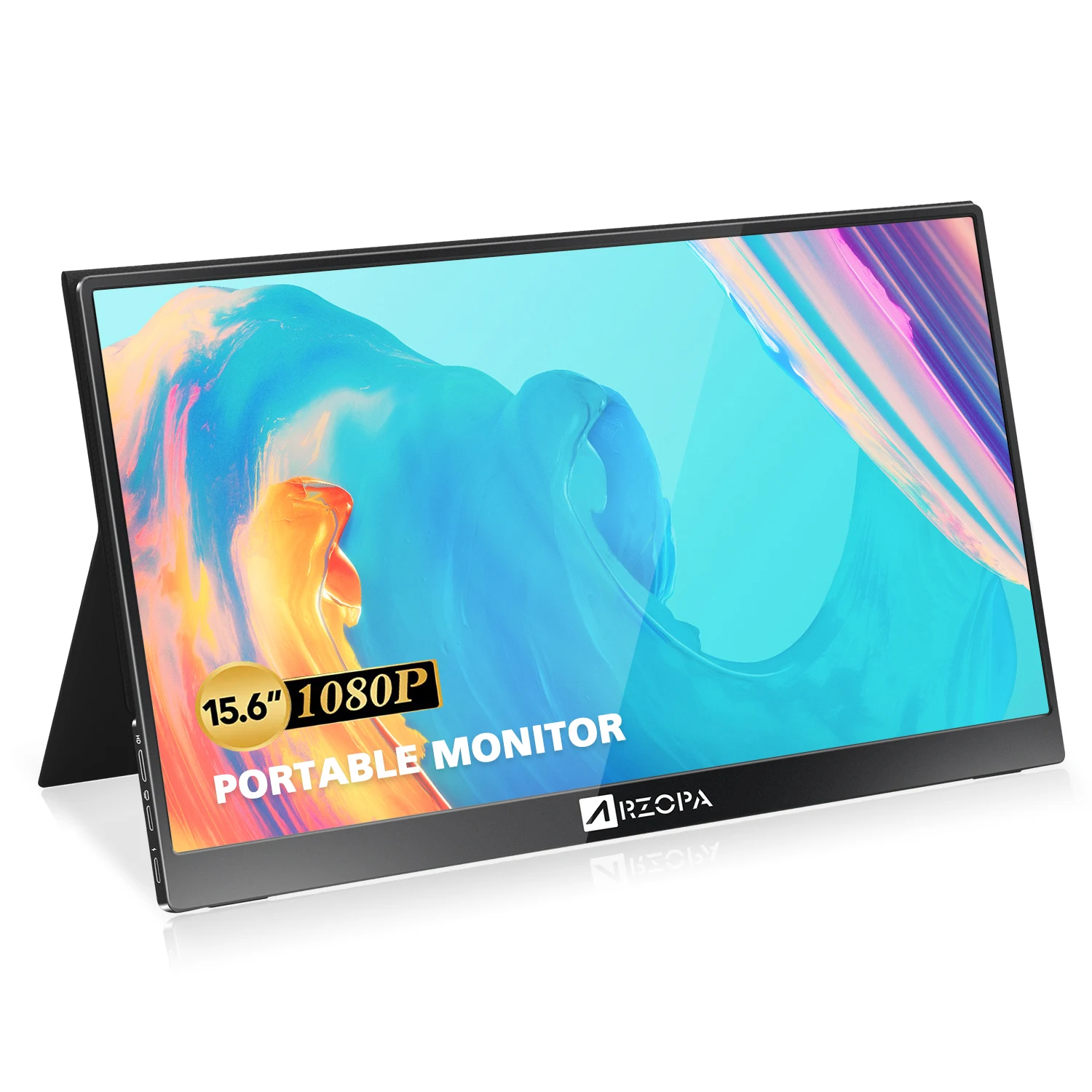 

IPS Full HD 1080P 15.6 inch Portable gaming Monitor for Laptop Pc Mobile Phone Type-C usb display monitor, Black