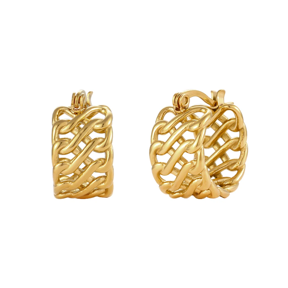 

Dainty Braided Round Earring 18K Gold Plated Stainless Steel Earrings Women