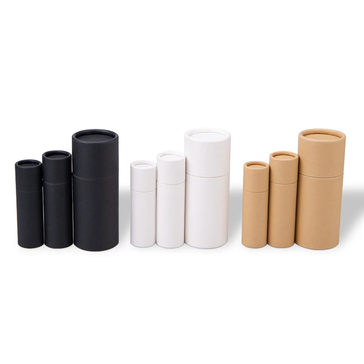 

Wholesale paper lip balm kraft white black deodorant recyclable paper push up tube container 0.3 oz 0.5 oz 2 oz container