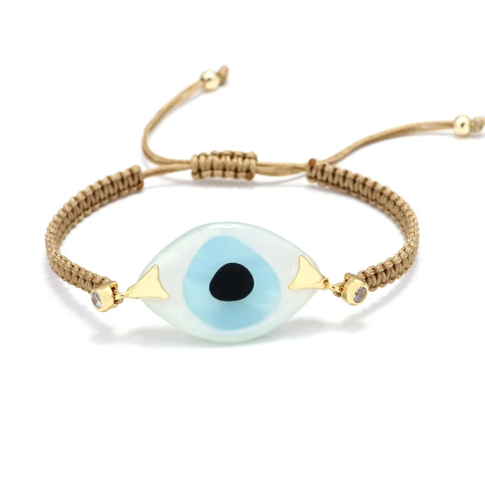 

Boho Luxury Style Handmade Evil Eyes Charm Bracelet Adjustable Woven Rope Evil Eyes Bracelet