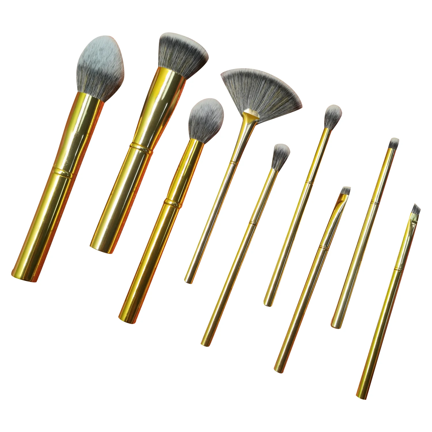 

MORPH Y Collection W087 9pcs Gold Metal Handle Synthetic Fiber Makeup Brushes Set in Stock Privately Label Makeup Brush Set