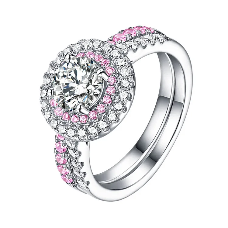 

Pink Fashion Custom Jewelry Engagement Wedding Ring Diamond Gemstone Women Finger, Picture shows