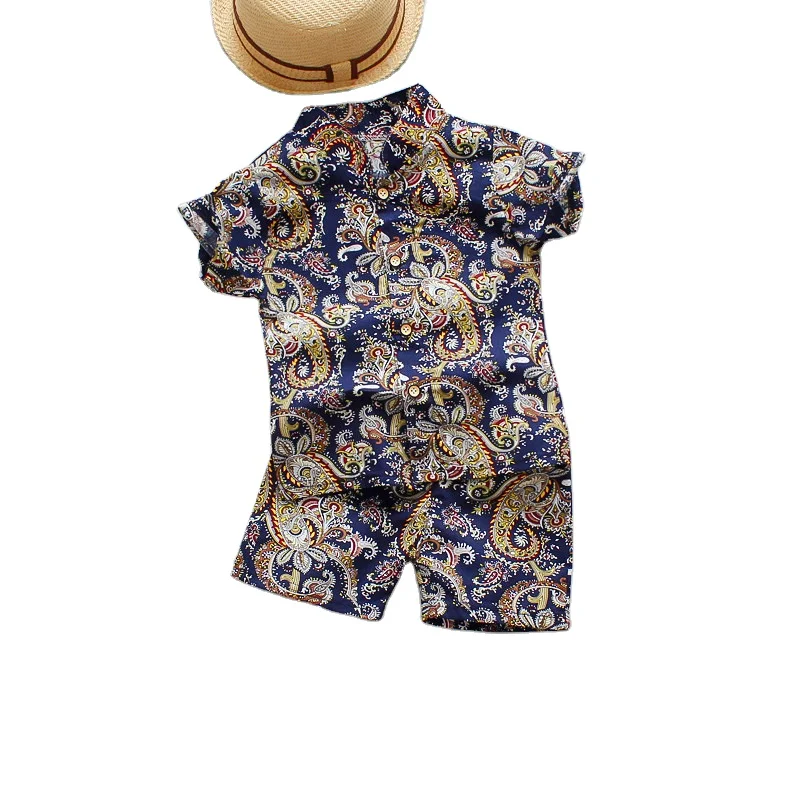 

Korean Simple Short Sleeve Cotton Clothing Sets Natural Style Kids Cartoon Printing Tops Summer Simple Fashion Boy Shirts