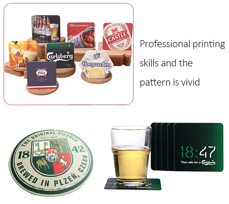 Printed Coffee Cardboard Cup Mat Absorbent Paper Beer Coasters Drink