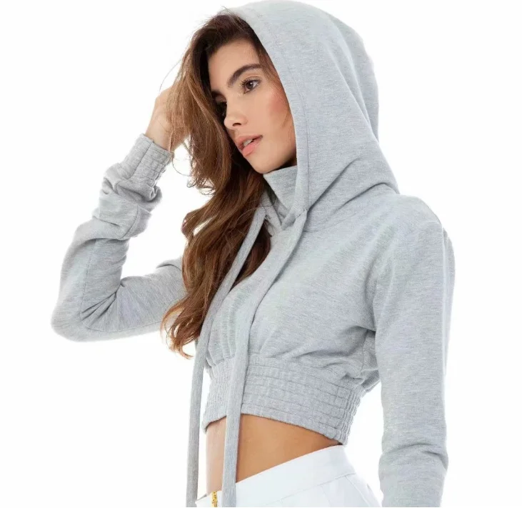 

WEIZHI 2020 wholesale women long sleeve plain crop top hoodies