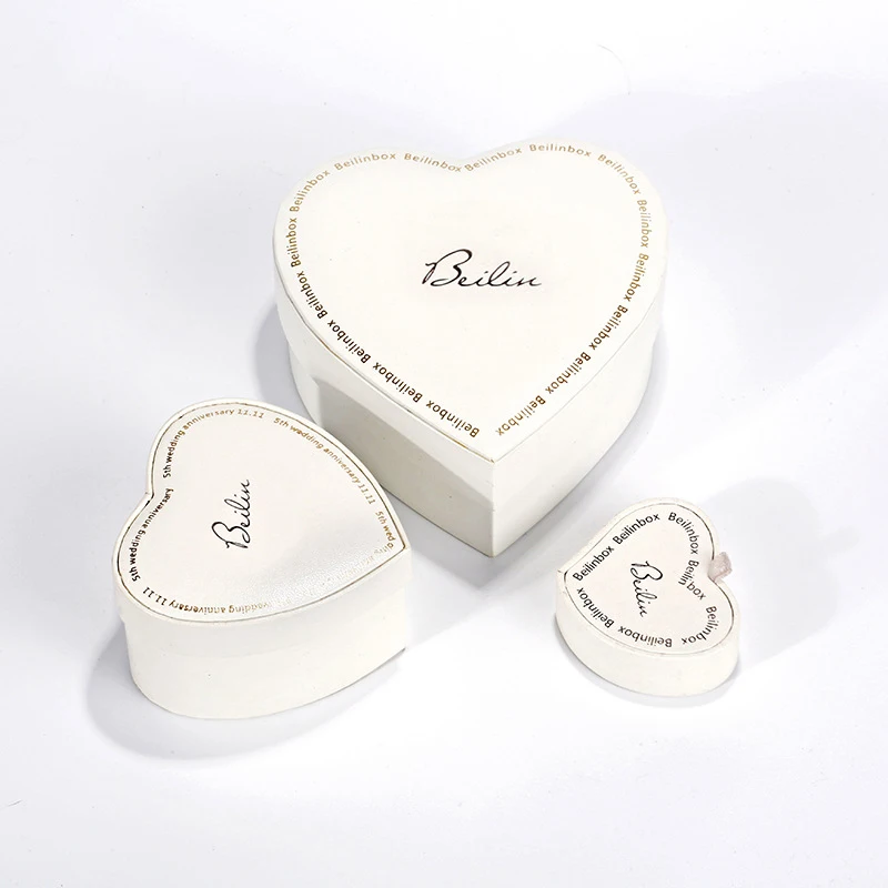 

Ins Custom Heart Shaped Jewelry Box Packing Jewelry Box Earring Gift Box, White