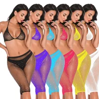 

rhinestone candy color fishnet 2pcs bra panty suit clubwear lingerie Bodystocking