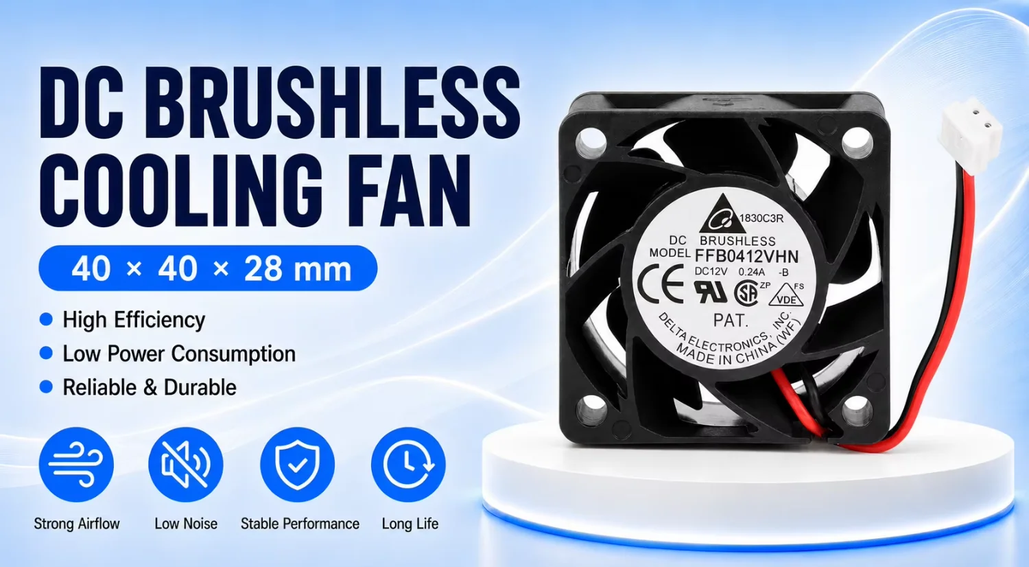 High Speed Axial Fan, 12VDC, FFB0412VHN, 4028, 40x40x28mm - detail 4