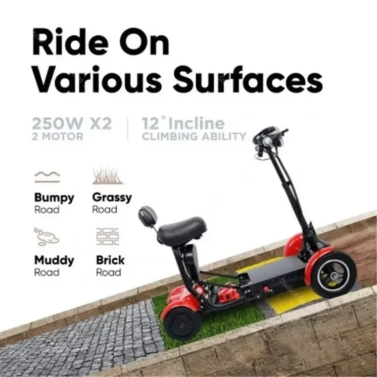 Folding All Terrain 4-Wheel Electric Scooter with Basket & Baby Seat for Family Adults Daily Travel, US EU Warehouse Ready Stock