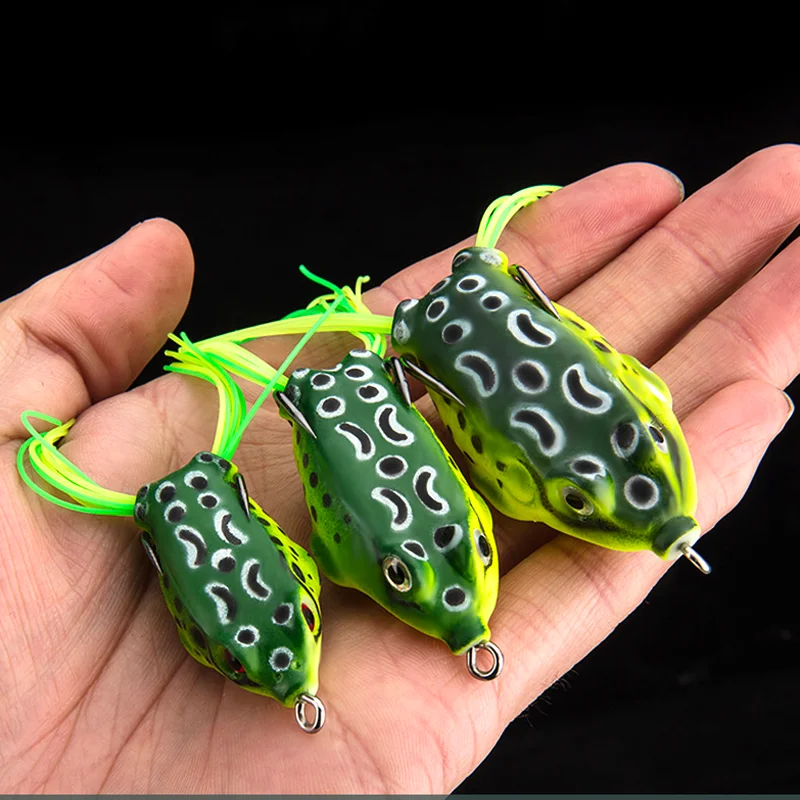 

2021 Amazon Hot Sales Realistic 3d Rubber Lure Duple hooks Soft Frog Lure Artificial Bait, 6 colors