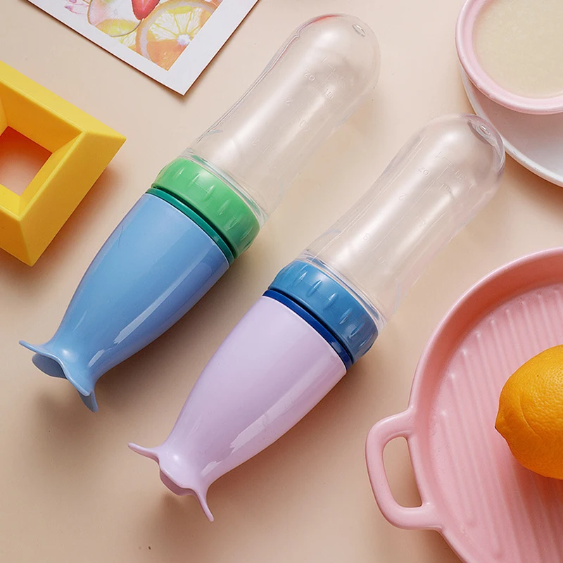 

90Ml Safety Infant Baby Silicone Feeder Food Rice Cereal Feeding Bottles With Spoon for New Baby