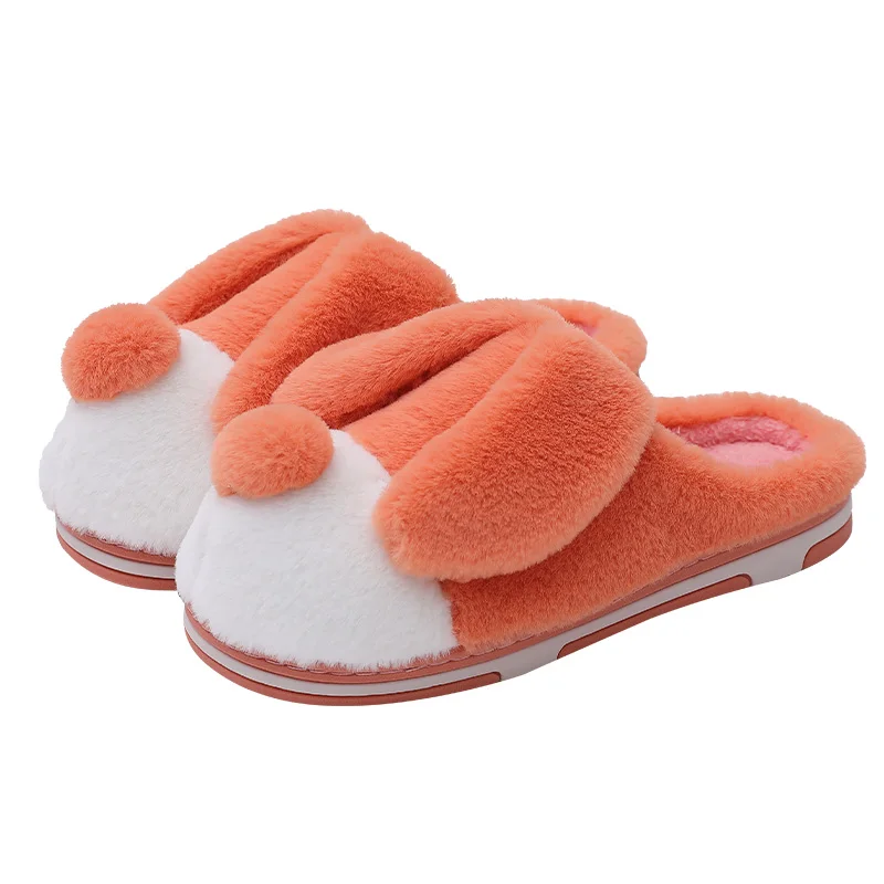 

Puppy Look Indoor Winter Slippers Women Elderly Men Anti-Slip Soft Soled Slides Plush Warm Fluff Slippers, Solid color