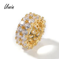 

Iced Out Cubic Zirconia Tennis Ring Silver Gold Plating CZ Finger Ring Hip Hop Women Men Bling Bling Jewelry