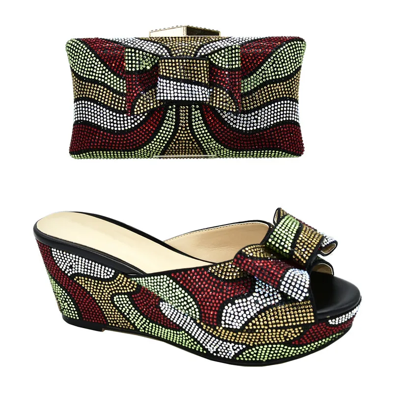 

New Arrival African Matching Shoes and Bags Italian In Women High Quality African Wedding Shoe Nigerian Shoes and Matching Bags, Black,silver,blue,purple,yellow,red