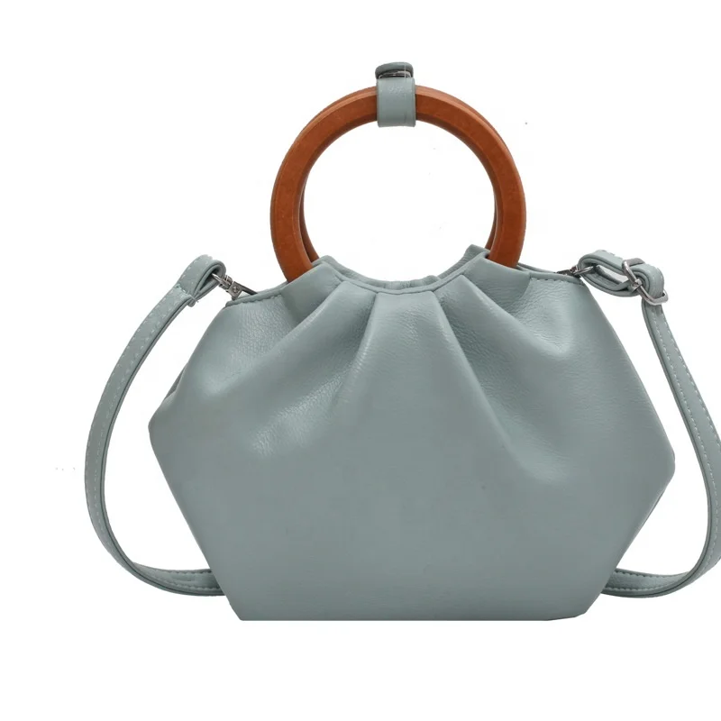 

2021 Custom Ladies Ruched Bag Crossbody Shoulder PU leather bags Round Handle Trendy Women Hand Bags