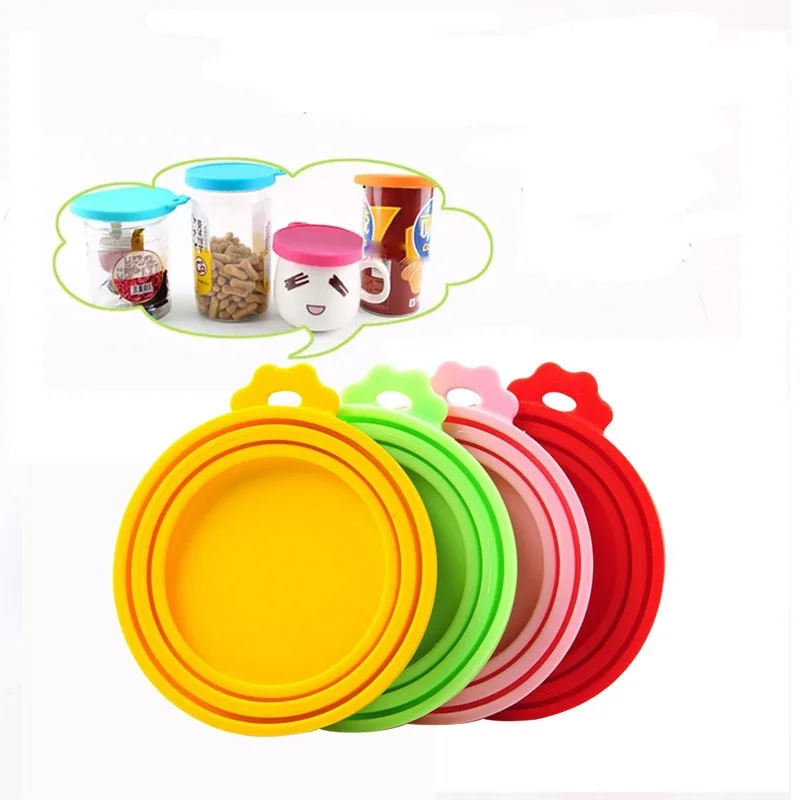 

6 Colors Silicone Pet Food Sealed Cans Lids Universal Size Fit 3 Standard Size Food Can Lid DH4886, Multi colors