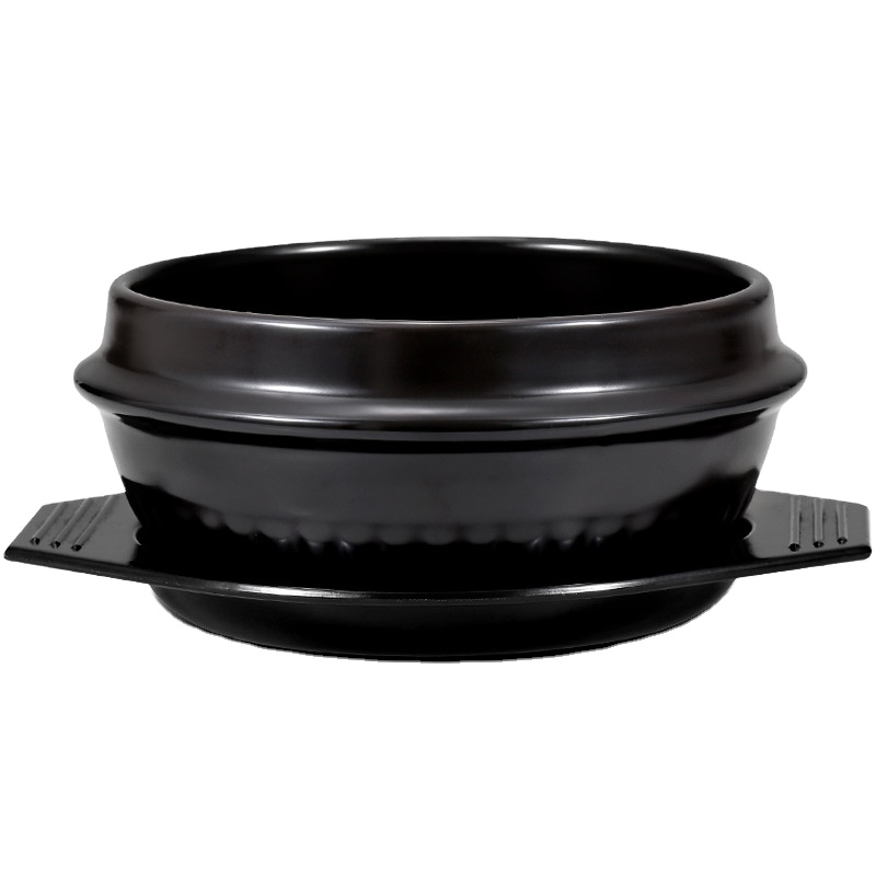 

High Quality Korean cuisine ceramic casserole miso soup stew vermicelli casserole Korean Bibimbap stone pot, Black
