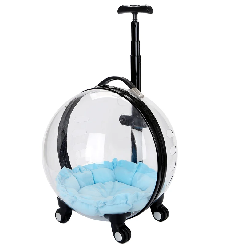 

Transparent Capsule Pet Travel Trolley for Puppies Dogs Cat Carriers Bag with Trolley Wheel, 2 colors