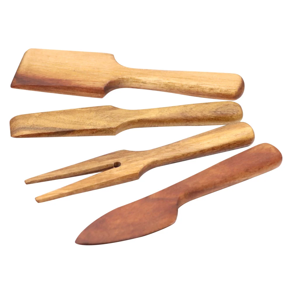 

Jaswehome 4pcs Acacia Wood Cheese Knife Set Wooden Cheese Knife Cheese Slicer Cutter Wooden Knives Tablewares, Natural color