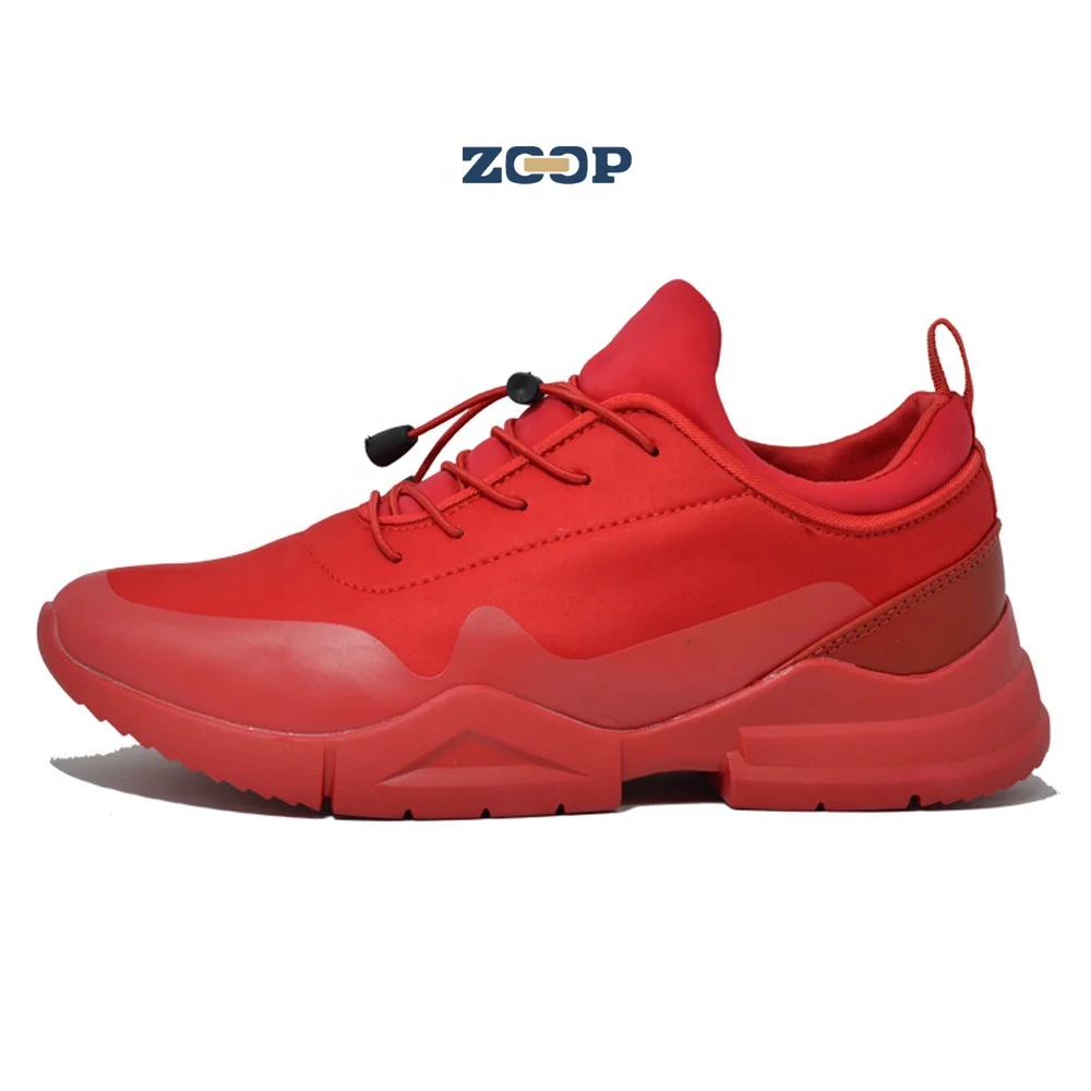 

ZOOP walking shoes men sports pu red outdoor casual shoe sneaker, Black, red, white
