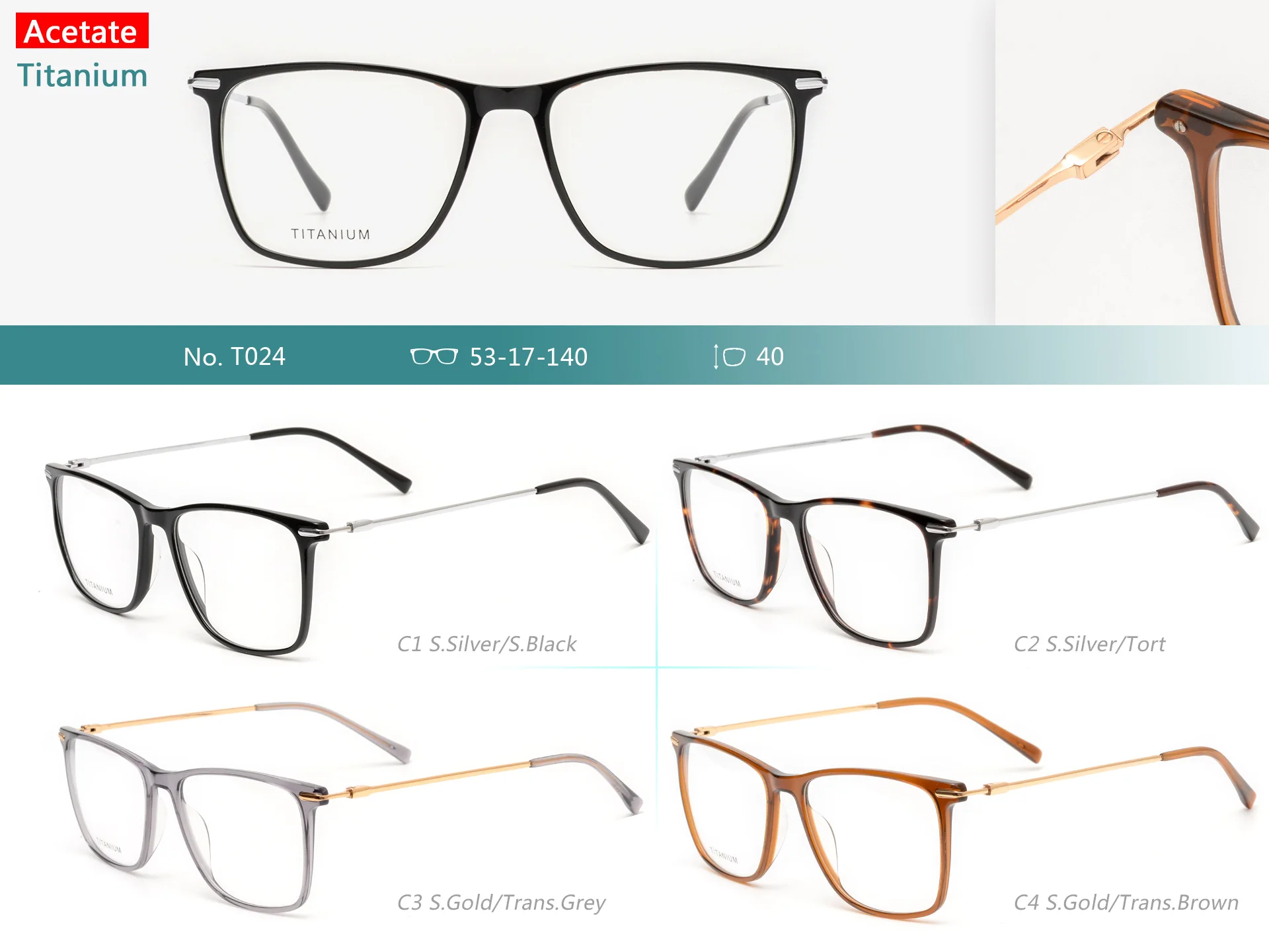 T024 Unisex Retro Titanio Montura De Gafas Opticas Square Optical ...