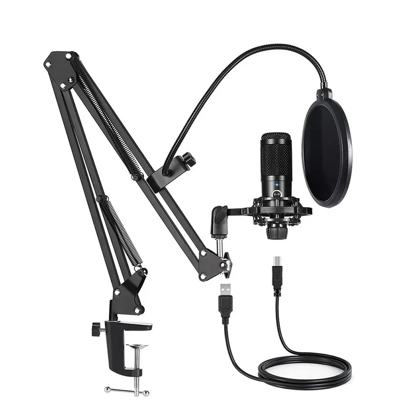 

PUJIMAX USB Microphone Professional Condenset Desktop Mic For PC Laptop Singing Streaming Recording Studio YouTube, Black