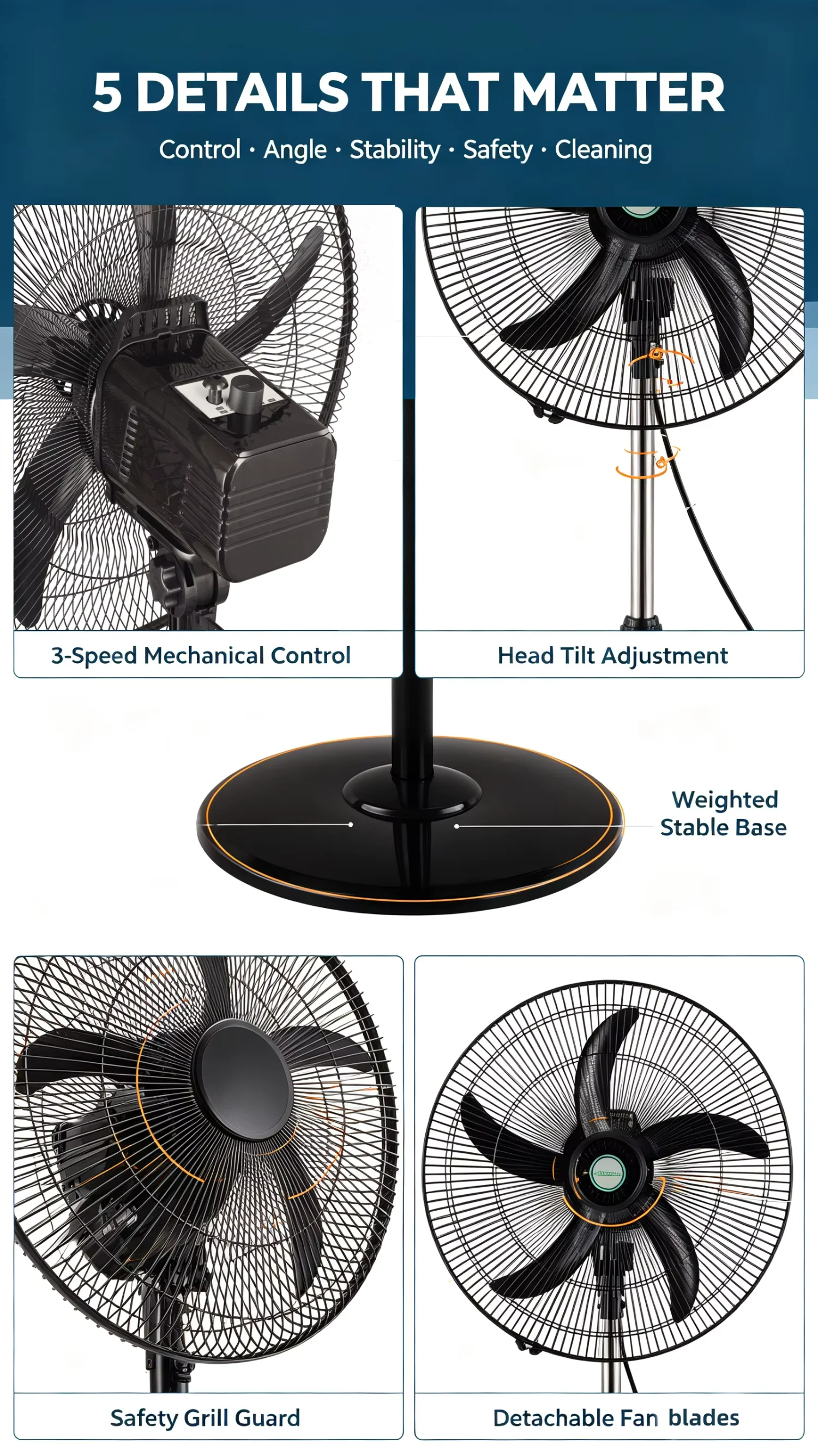 Pedestal Fan, Solar, Portable - detail 10