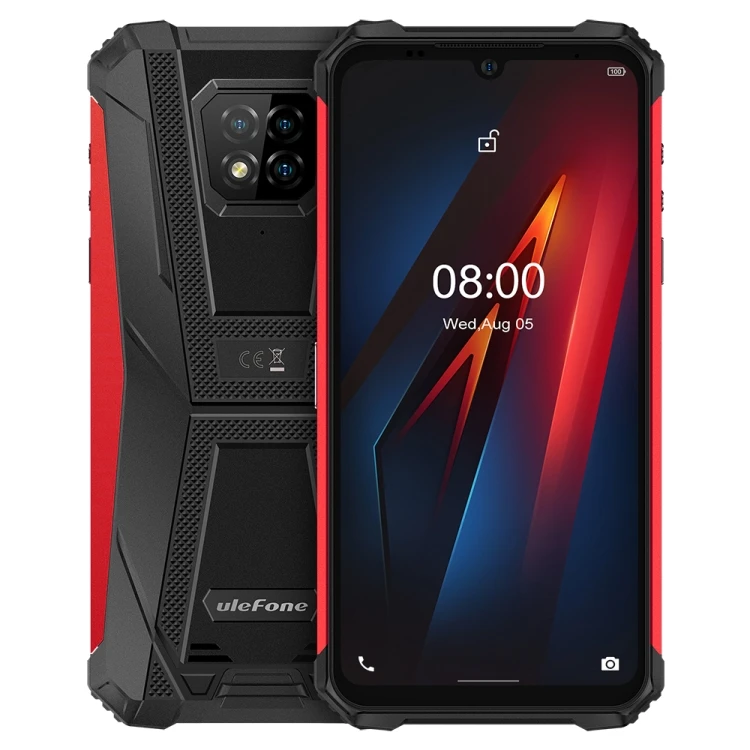 

Ulefone Armor 8 Red Color Rugged Smart Phone, 4GB+64GB, Triple Back Cameras, IP68/IP69K Waterproof 6.1 inch, 4G, NFC