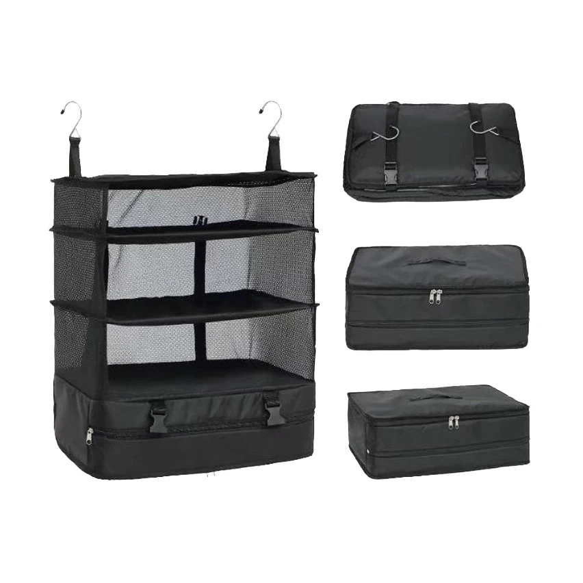 

2023 New Designng Portable Hanging Travel Shelves Bag Packing Cube Organizer Suitcase Storage Large Capacity